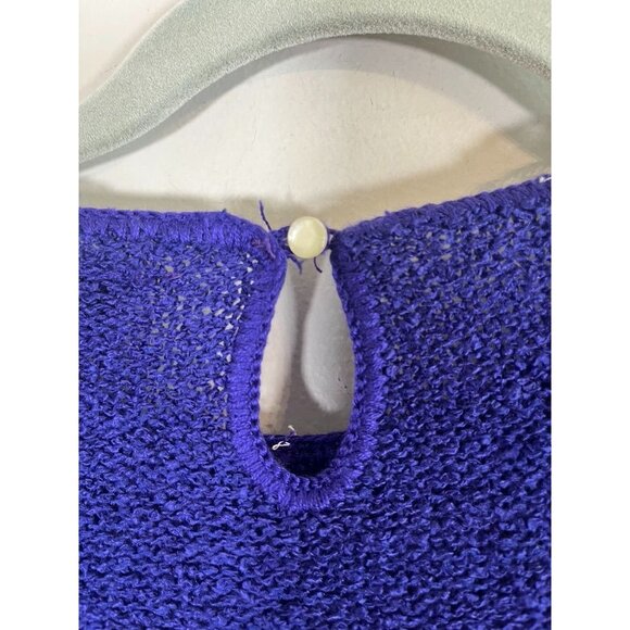 Retro Knit Sweater Chevron M Blue Floral Lace Chic Preppy Classic Neutral 80s - Picture 6 of 10